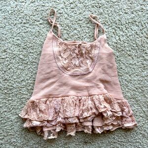 Kimchi Light Pink Ruffled Lace Chemise
